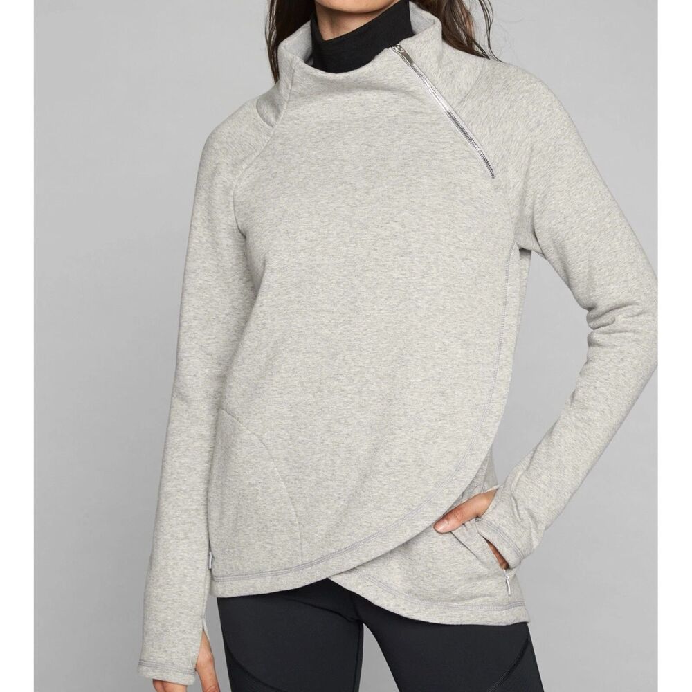 Jockey  Cozy Pullover Wrap Sweatshirt Longsleeve Heather White‎ Med